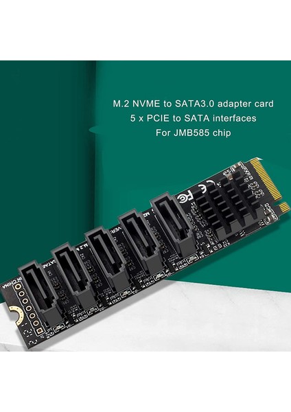 M.2 To Sata3.0 Adaptör Kartı M.2 Pcıe 16GBPS Sata 6g 5 Port Sabit Disk Uzatma Sabit Disk Dönüştürücü Kartı JMB585 Çip (Yurt Dışından)