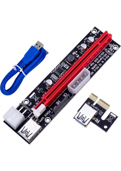 1 Adet VER103D 3ın1 Güç Pcı-E Yükseltici Kart LED 4pin 6pin Sata 15PIN Pcıe 1x Ila 16X 60CM Uzatma Kablosu Bitcoin Madenci Için (Yurt Dışından)