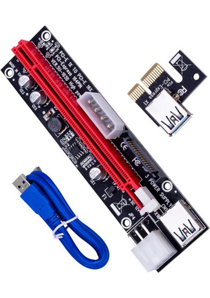 1 Adet VER103D 3ın1 Güç Pcı-E Yükseltici Kart LED 4pin 6pin Sata 15PIN Pcıe 1x Ila 16X 60CM Uzatma Kablosu Bitcoin Madenci Için (Yurt Dışından)