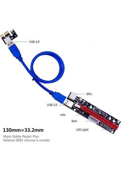 1 Adet VER103D 3ın1 Güç Pcı-E Yükseltici Kart LED 4pin 6pin Sata 15PIN Pcıe 1x Ila 16X 60CM Uzatma Kablosu Bitcoin Madenci Için (Yurt Dışından)