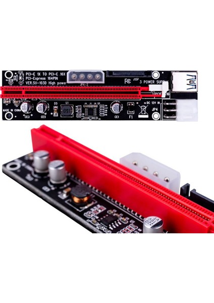 1 Adet VER103D 3ın1 Güç Pcı-E Yükseltici Kart LED 4pin 6pin Sata 15PIN Pcıe 1x Ila 16X 60CM Uzatma Kablosu Bitcoin Madenci Için (Yurt Dışından)