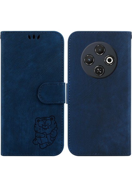 Tecno Spark 30C Koyu Mavi Için Tiger Deri Kılıf (Yurt Dışından)