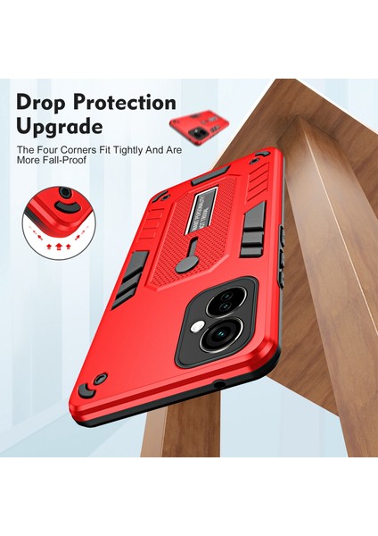 Tecno Camon 19/19 Pro Kırmızı Için Zırh Tutucu Telefon Kılıfı (Yurt Dışından)