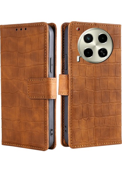 Tecno Camon 30 Kahverengi Için Skin Fe Timsah Kılıfı (Yurt Dışından)