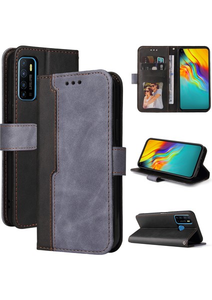 Infinix Hot 9 / Note 7 / X655C Gri Için Pu Kılıf (Yurt Dışından)