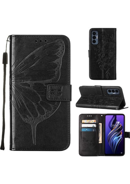 Tecno Pova 3/le7 Siyah Için Kabartmalı Pu Kılıf (Yurt Dışından)