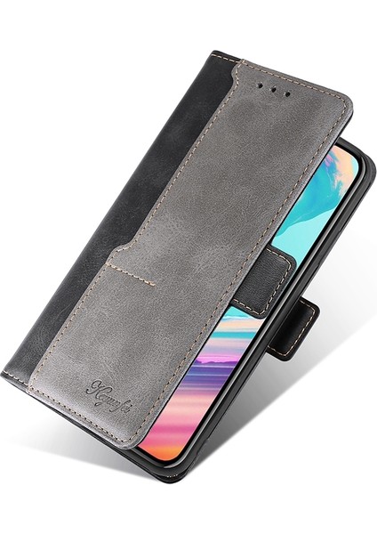 Infinix Hot 8/hot 8 Lite/tecno Camon 12 Siyah + Gri Için Pu Kılıf (Yurt Dışından)