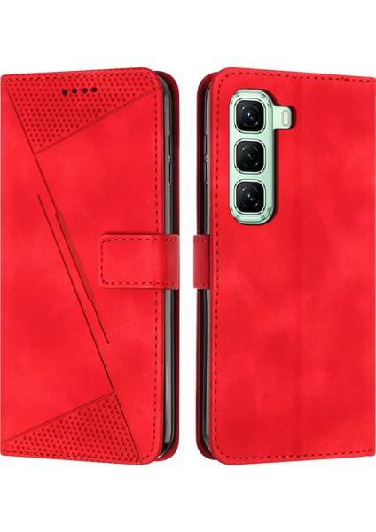 Infinix Hot 50 Pro+ 4g Kırmızı Için Dream Üçgen Deri Kılıf (Yurt Dışından)