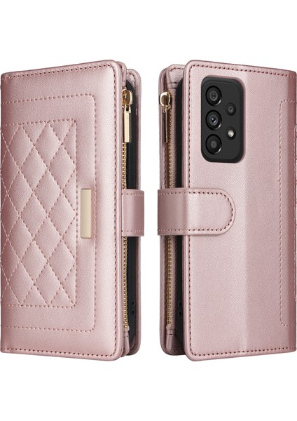 Samsung Galaxy A16 5g Mor Için Çoklu Kart Totem Fermuarlı Pu Kılıf (Yurt Dışından)