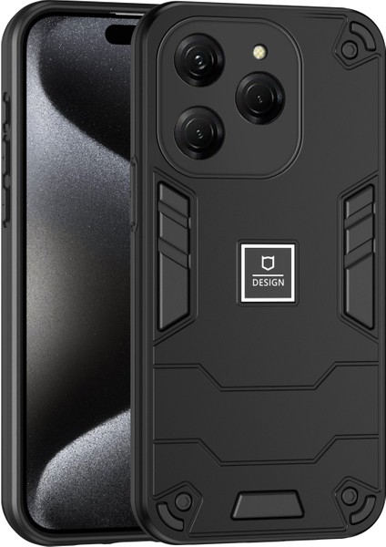 Tecno Spark 20 Pro Siyah Için 2'si 1 Arada Darbeye Dayanıklı Telefon Kılıfı (Yurt Dışından)
