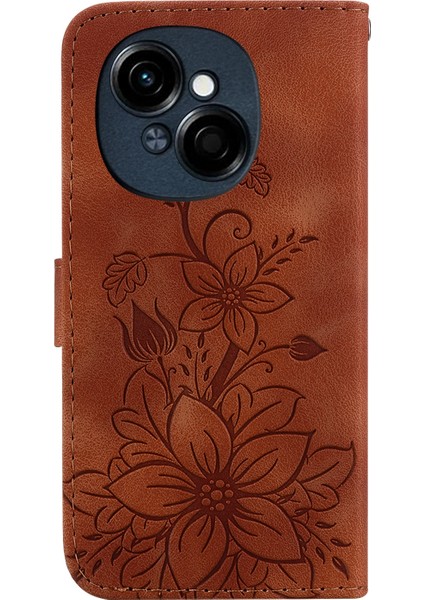 Tecno Spark Go 1 / Pop 9 Pro Kahverengi Için Kabartmalı Pu Kılıf (Yurt Dışından)