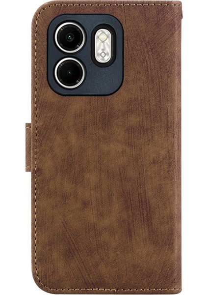 Infinix Hot 50I / Smart 9 Kahverengi Için Kabartmalı Deri Kılıf (Yurt Dışından)