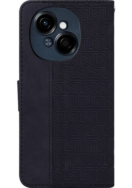 Tecno Spark Go 1 / Pop 9 Pro Siyah Için Kabartmalı Deri Kılıf (Yurt Dışından)