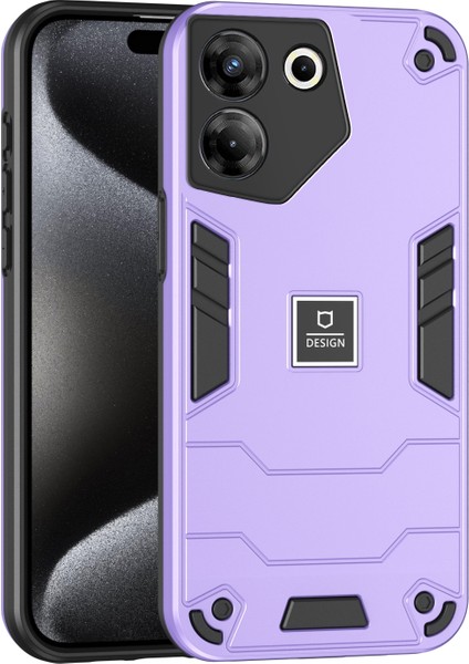 Tecno Camon 20 Pro 5g Mor Için 2'si 1 Arada Darbeye Dayanıklı Telefon Kılıfı (Yurt Dışından)