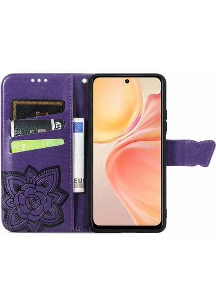 Infinix Smart 9 Mor Için Aşk Çiçeği Kabartmalı Kılıf (Yurt Dışından)