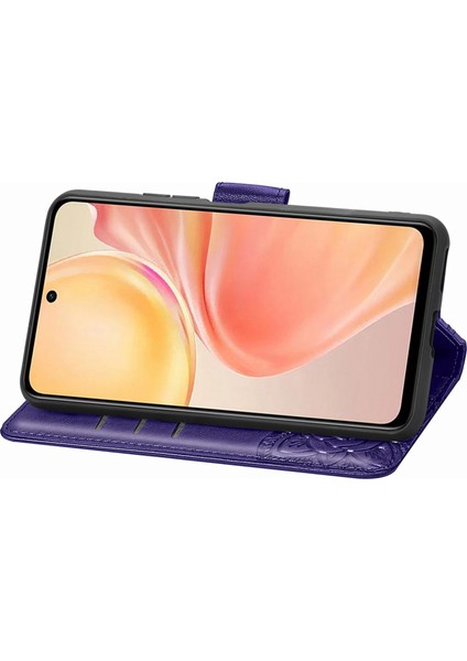Infinix Smart 9 Mor Için Aşk Çiçeği Kabartmalı Kılıf (Yurt Dışından)