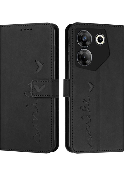 Tecno Camon 20 Pro 5g Siyah Için Pu Telefon Kılıfı (Yurt Dışından)