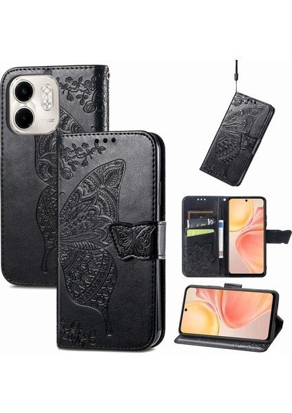 Infinix Smart 9 Siyah Için Aşk Çiçeği Kabartmalı Kılıf (Yurt Dışından)