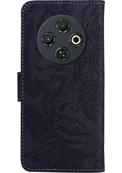 Tecno Spark 30C Siyah Için Tiger Kabartmalı Deri Kılıf (Yurt Dışından)
