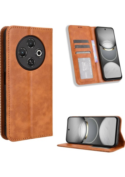 Tecno Spark 30C 4g Kahverengi Için Pu Telefon Kılıfı (Yurt Dışından)
