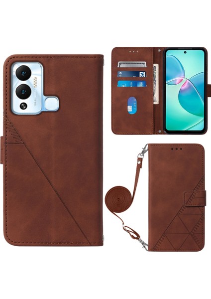Infinix Hot 12 Play / 12 Play Nfc Kahverengi Için Crossbody Deri Kılıf (Yurt Dışından)