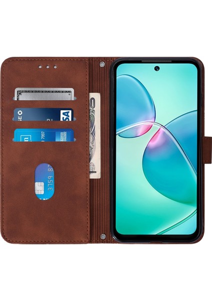 Infinix Hot 12 Play / 12 Play Nfc Kahverengi Için Crossbody Deri Kılıf (Yurt Dışından)