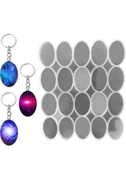Epoksi Çoklu Silikon Kalıp Anahtarlık Kalıbı Oval Seri Döküm Kalıbı 4x6 cm 20 Li