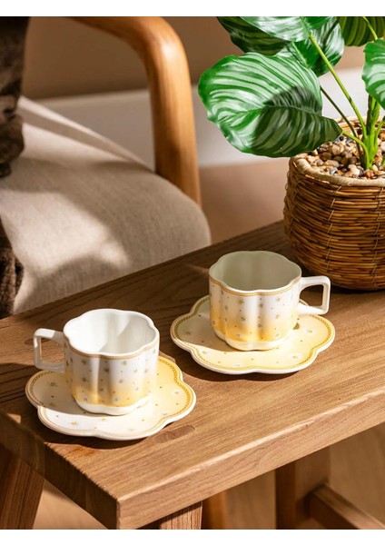 Lcw Home Sarı Çiçek Baskılı 2 Kişilik Porselen Kahve Fincan Takımı 90 ml
