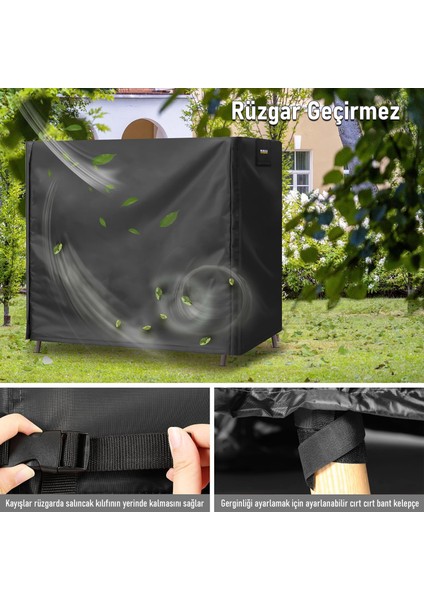 Bahçe Salıncak Koruma Örtüsü Üç Kişilik Tenteli Hamak Salıncak Kılıfı Branda 210 x 125 x 170 cm Gri
