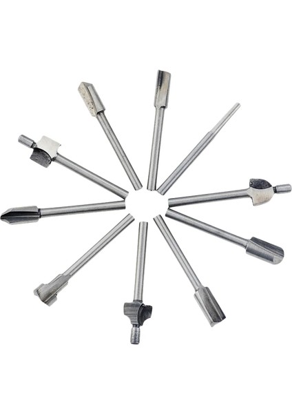 Freze Uçları Dremel Foredom Döner Araç Seti Uyar Ağaç Işleme Bıçağı Kenar Onarım Marangoz Matkap Ucu 10 Adet 1/8 "3 mm Shank Mini Hss Freze Uçları Uyar Dremel Foredom Döner Aracı