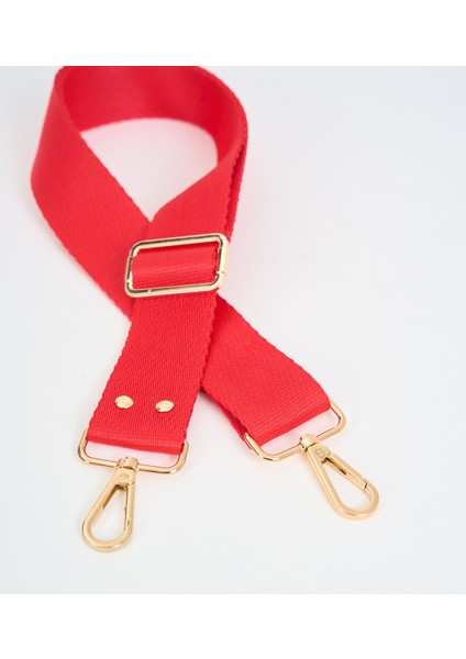 Scarlet Kırmızı Çanta Sapı Ayarlanabilir Gold Detaylı (Polyester) 110 cm G:4 cm