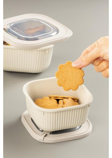 Mikrodalga Saklama Kabı 6’lı Set, Buzluk Mikrodalga Uygun Kapaklı Özel Set 2X(600-1100-1800ML) Krem fırsatları