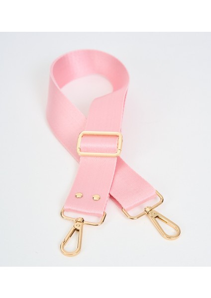 Baby Pink Toz Pembe Çanta Sapı Ayarlanabilir Gold Detaylı (Polyester) 110 cm G:4 cm
