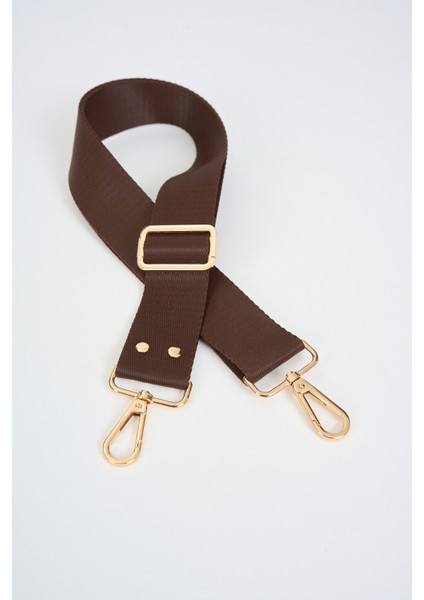 Brown Kahverengi Çanta Sapı Ayarlanabilir Gold Detaylı (Polyester) 110 cm G:4 cm
