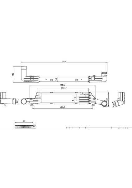 MGA-80276 - Turbo Radyatoru Brazıng 50MM (Mercedes: W210 E200 Cdı -E220 Cdı 98- )