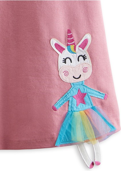 Lilycorn Kız Çocuk Pembe Yazlık Elbise