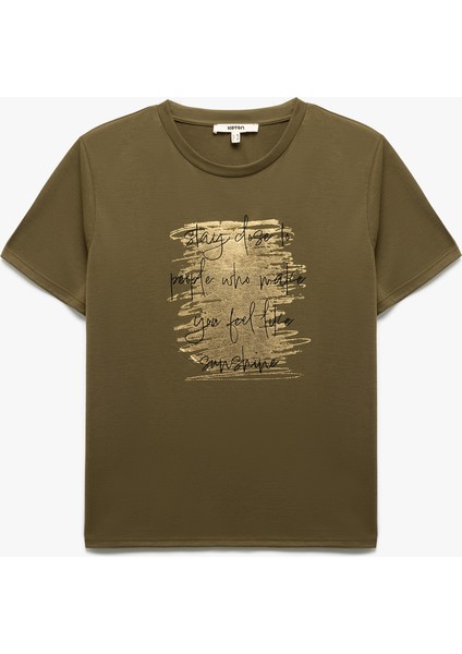 Baskılı Kısa Kollu Bisiklet Yaka Tişört