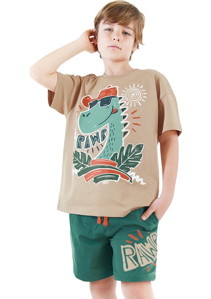 Summer Dino Erkek Çocuk T-Shirt Şort Takım