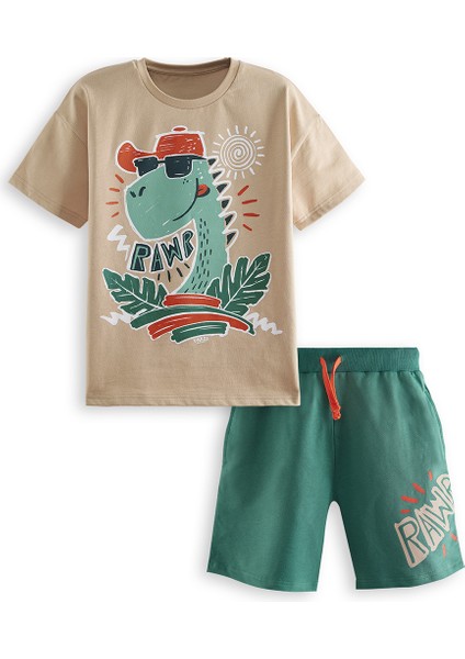 Summer Dino Erkek Çocuk T-Shirt Şort Takım modelleri
