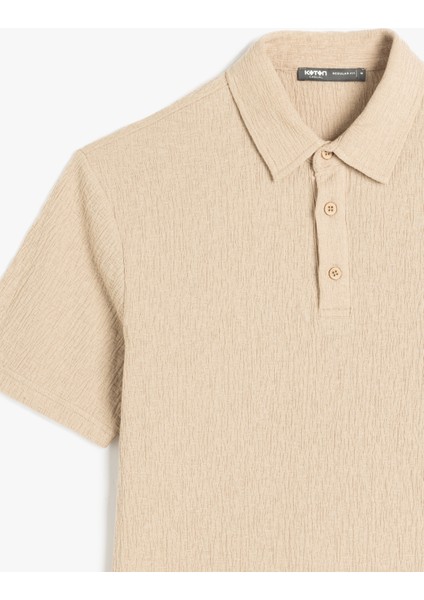 Kısa Kollu Pamuk Karışımlı Regular Fit Dokulu Polo Yaka Tişört modelleri
