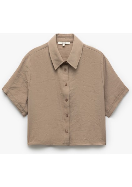 Kısa Kollu Crop Modal Kumaş Polo Yaka Tişört modelleri