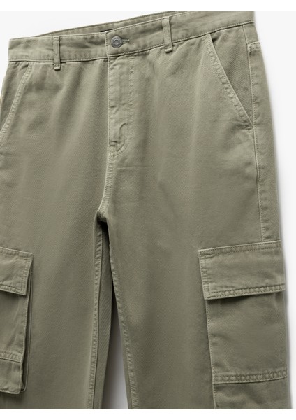Pamuklu Straight Fit Jean Kargo Pantolon fırsatları