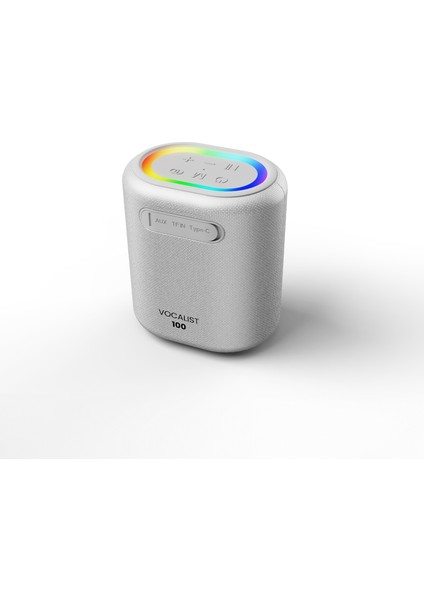 Vocalist 100 Kablosuz Bluetooth 5.0 25W Rgb Aydınlatmalı Bt/aux/sd Kart Girişli Tws Mikrofonlu Taşınabilir Karaoke Sistemi Hoparlör Gümüş