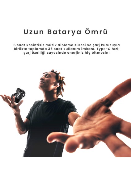 Sonicaır Kablosuz Bluetooth 5.4 Ipx5 Su Geçirmez Enc 4 Mikrofonlu Tws Kulak Içi Kulaklık Siyah fiyatları