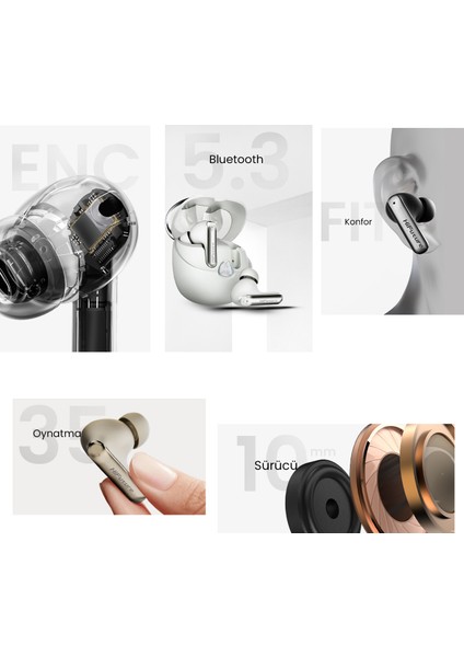 Sonicaır Kablosuz Bluetooth 5.4 Ipx5 Su Geçirmez Enc 4 Mikrofonlu Tws Kulak Içi Kulaklık Siyah modelleri