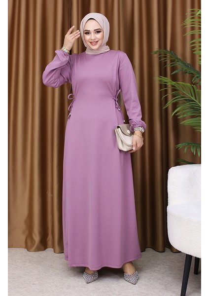 Büzgülü Elbise 5110-02 Gül Kurusu