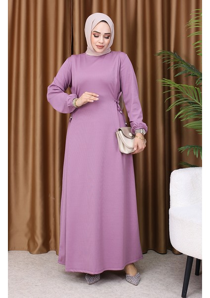 Büzgülü Elbise 5110-02 Gül Kurusu