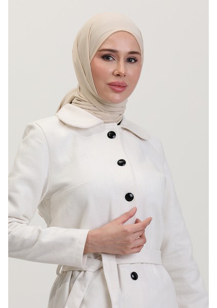 Kuşaklı Kaşe Kaban 5502-05 Ekru