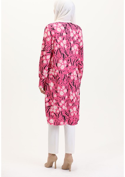 Büyük Beden Desenli Tunik 1129-01 Fuşya indirimleri