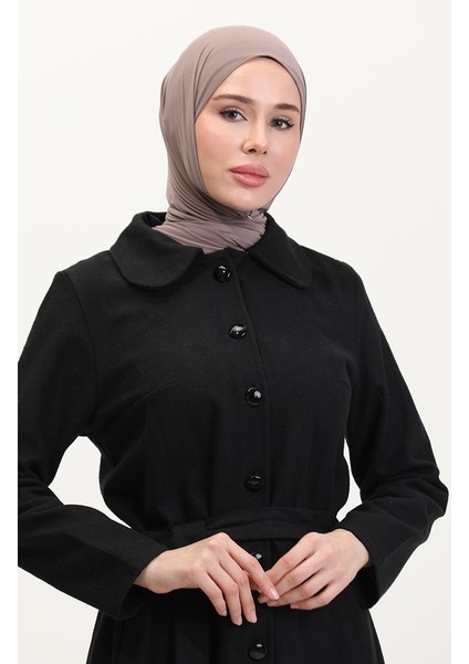 Kuşaklı Kaşe Kaban 5502-04 Siyah